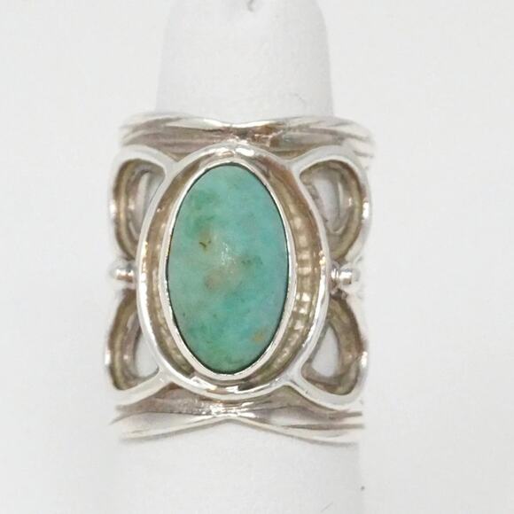 Vintage Women's DTR Turquoise Sterling Silver Ring - Size 6.5 - Picture 2 of 10